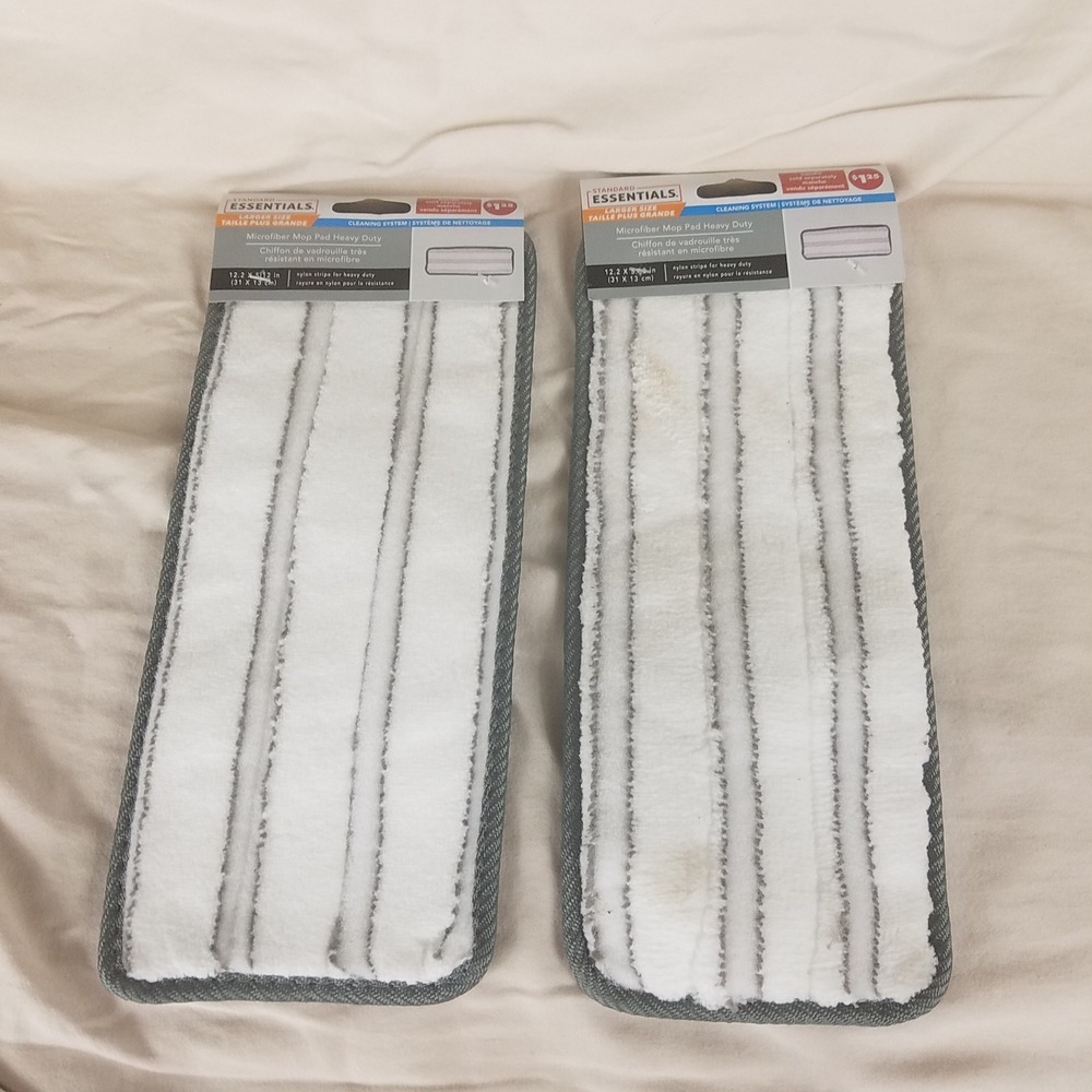 Standard‎ Essentials Mop Pad Refills Unisex 12.2x5.12 White NEW Microfiber 2pk